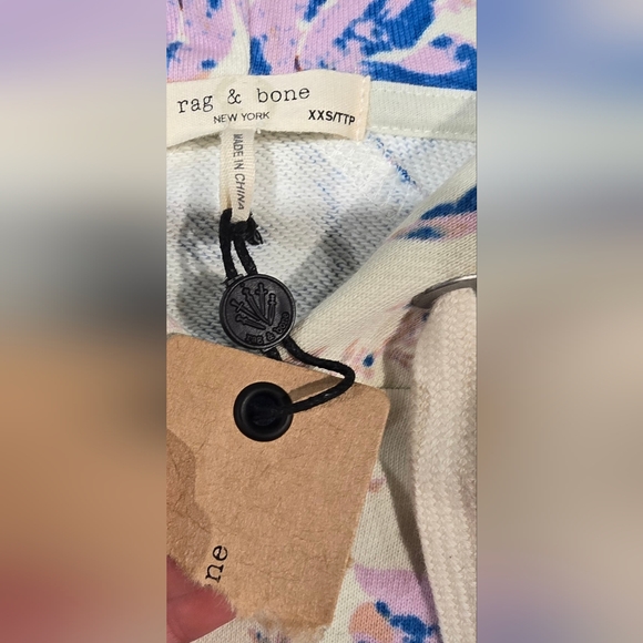Rag & Bone City Floral Print Organic Cotton Hoodie Size XXS - Picture 2 of 6